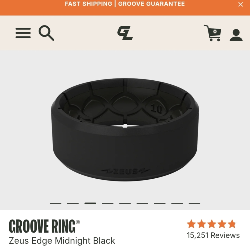 Groove Ring Zeus Edge Midnight Black size 8 - Picture 8 of 8